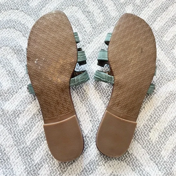 SAM EDELMAN Bay Teal Croc Faux Leather Slide Sandals 8M - Picture 3 of 9